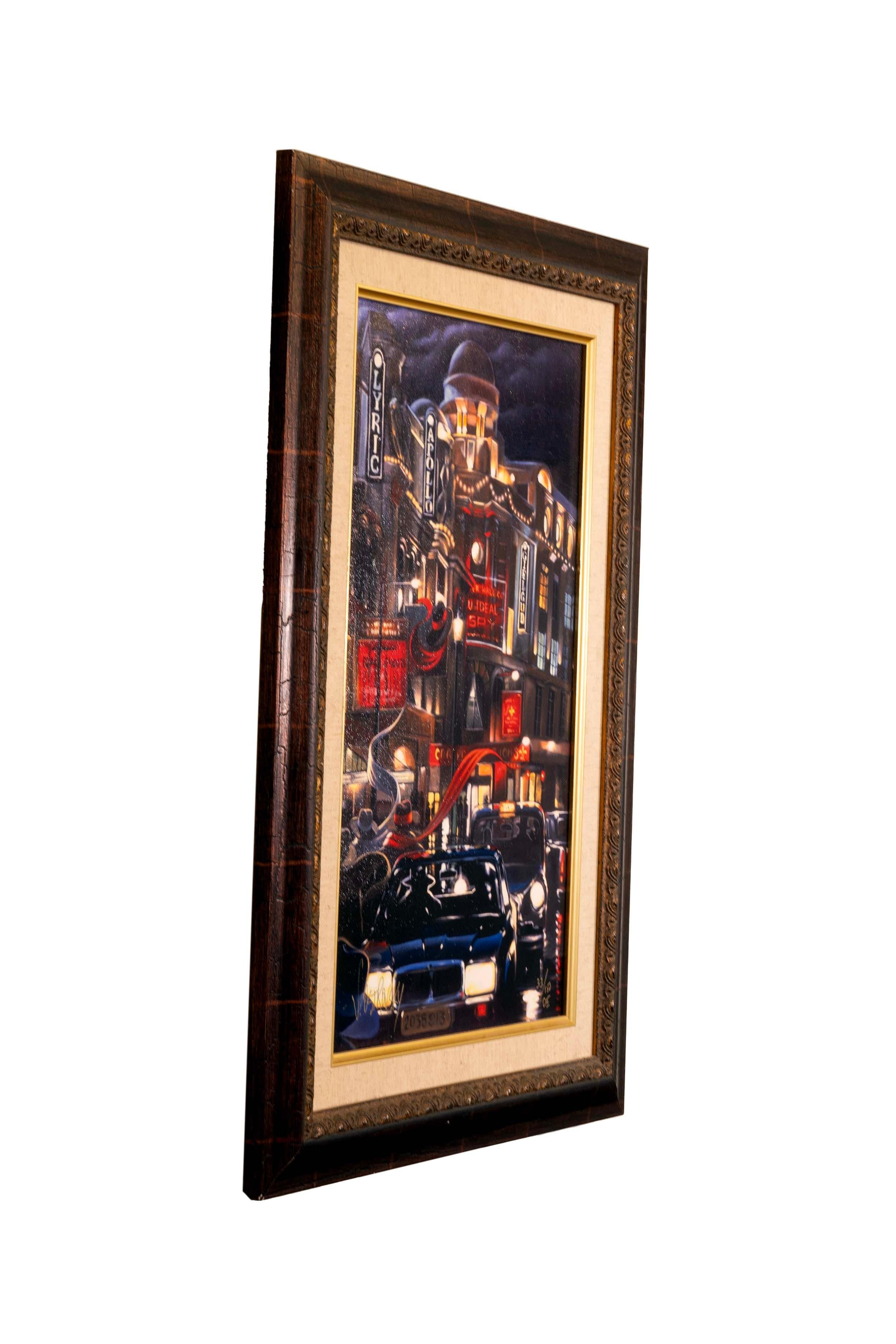 Victor Ostrovsky London Contact Signed Enhanced Giclee on Canvas 33/150 Framed In Good Condition In Keego Harbor, MI