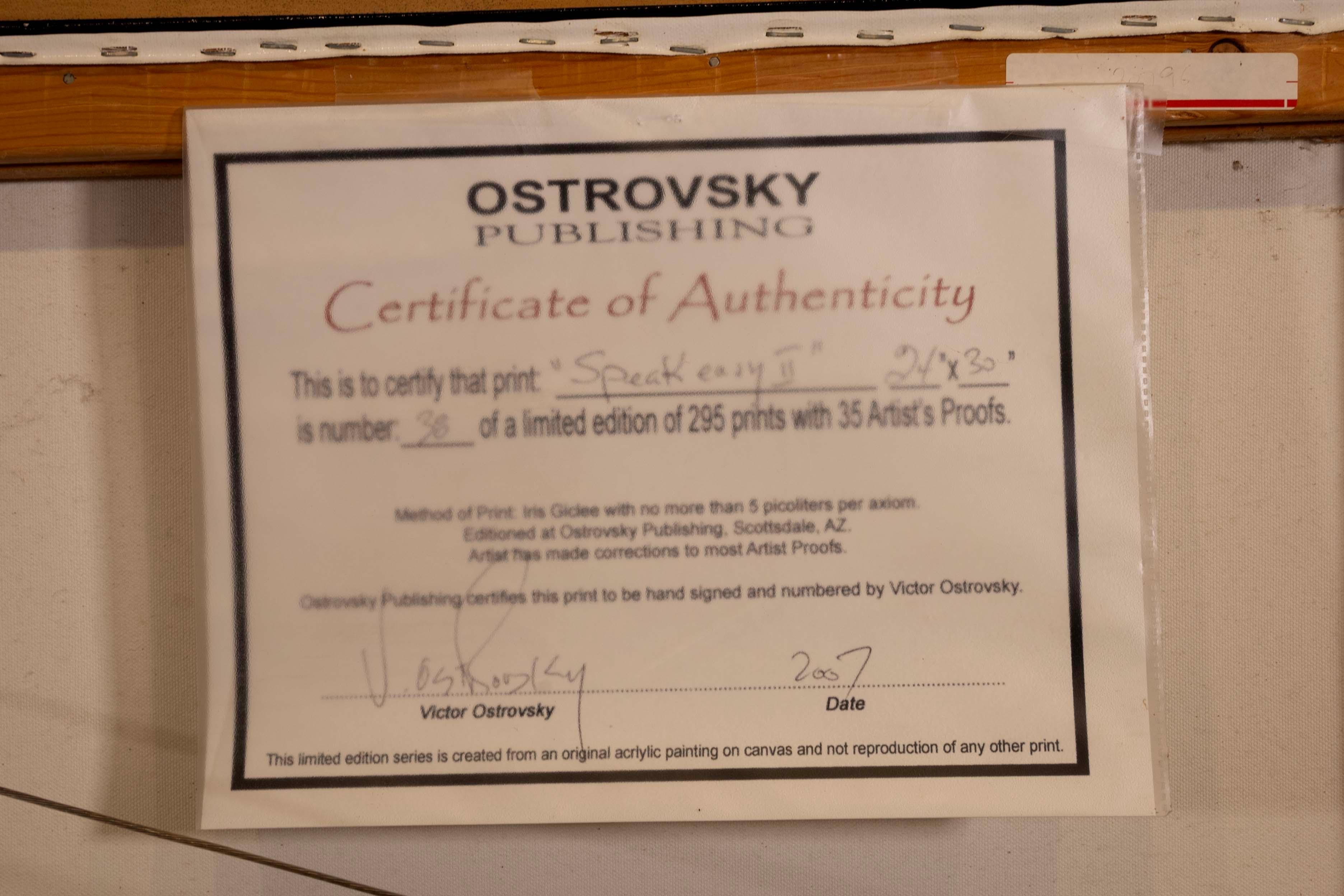 Victor Ostrovsky Speakeasy II Signed Enhanced Giclee on Canvas 38/295 Framed 6