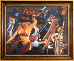 Victor Ostrovsky Speakeasy II Signed Enhanced Giclee on Canvas 38/295 Framed