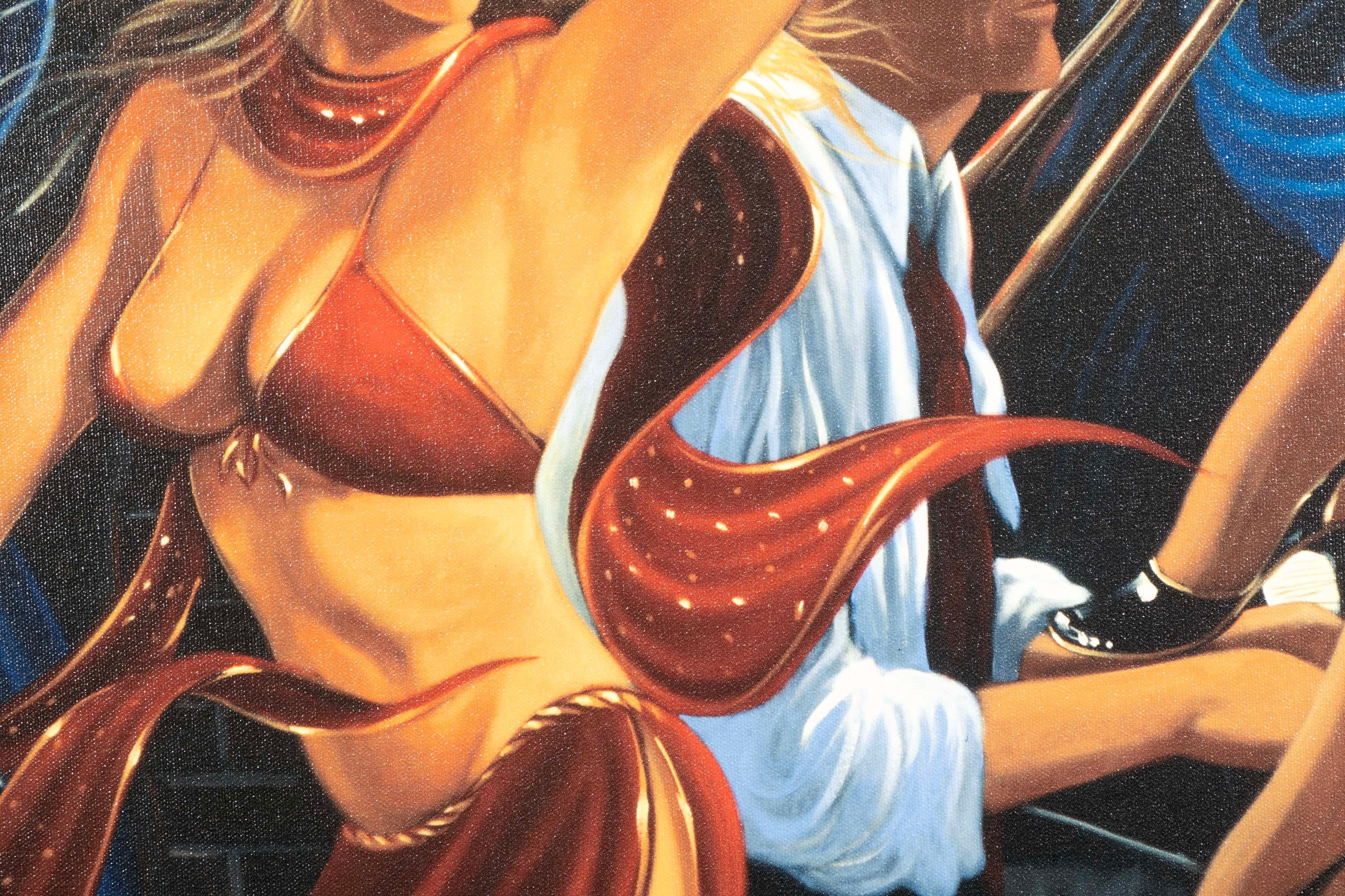 Contemporary Victor Ostrovsky Speakeasy II Signed Enhanced Giclee on Canvas 38/295 Framed