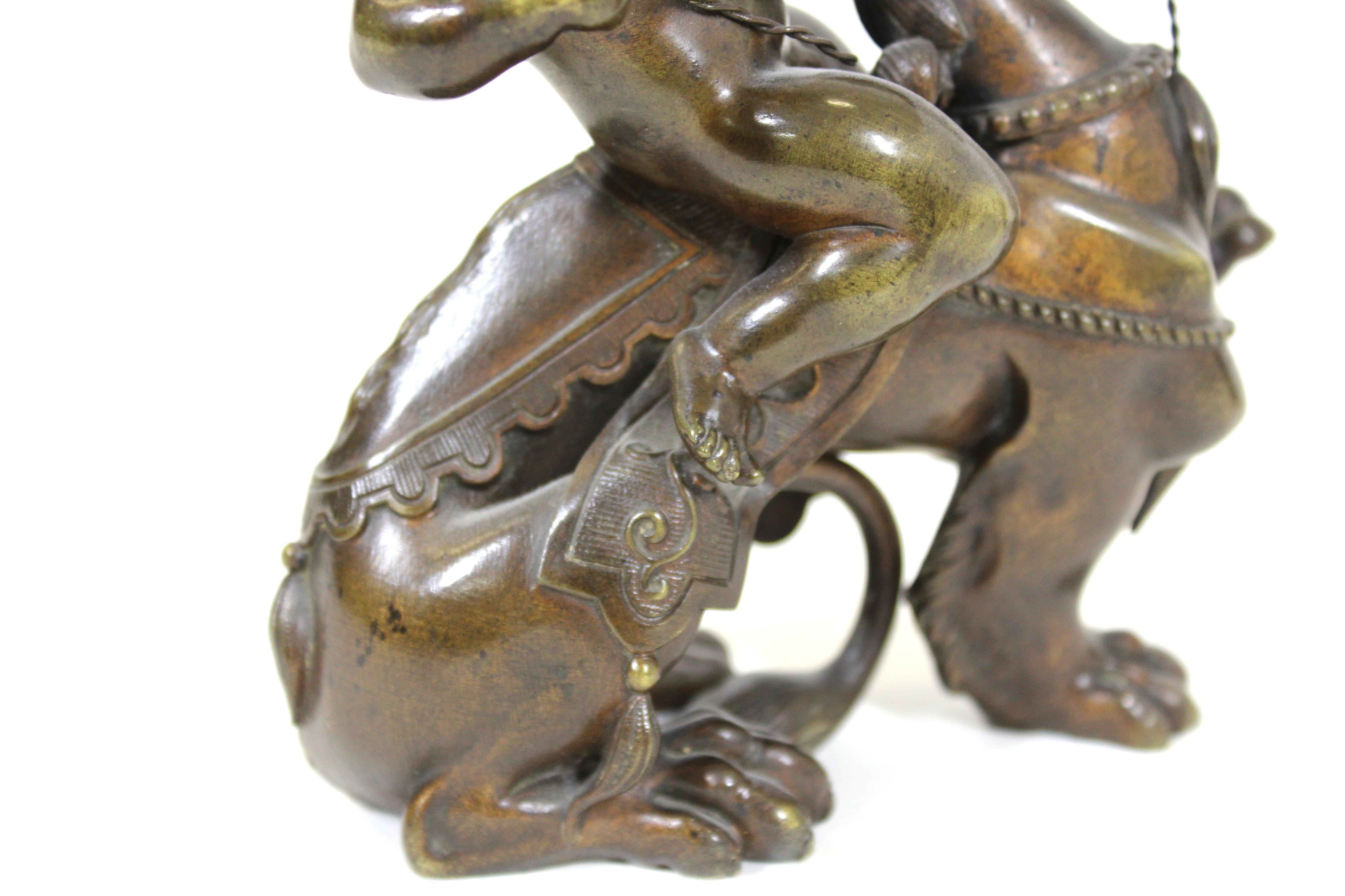 Victor Paillard French Bronze Putti Riding Chimera 6