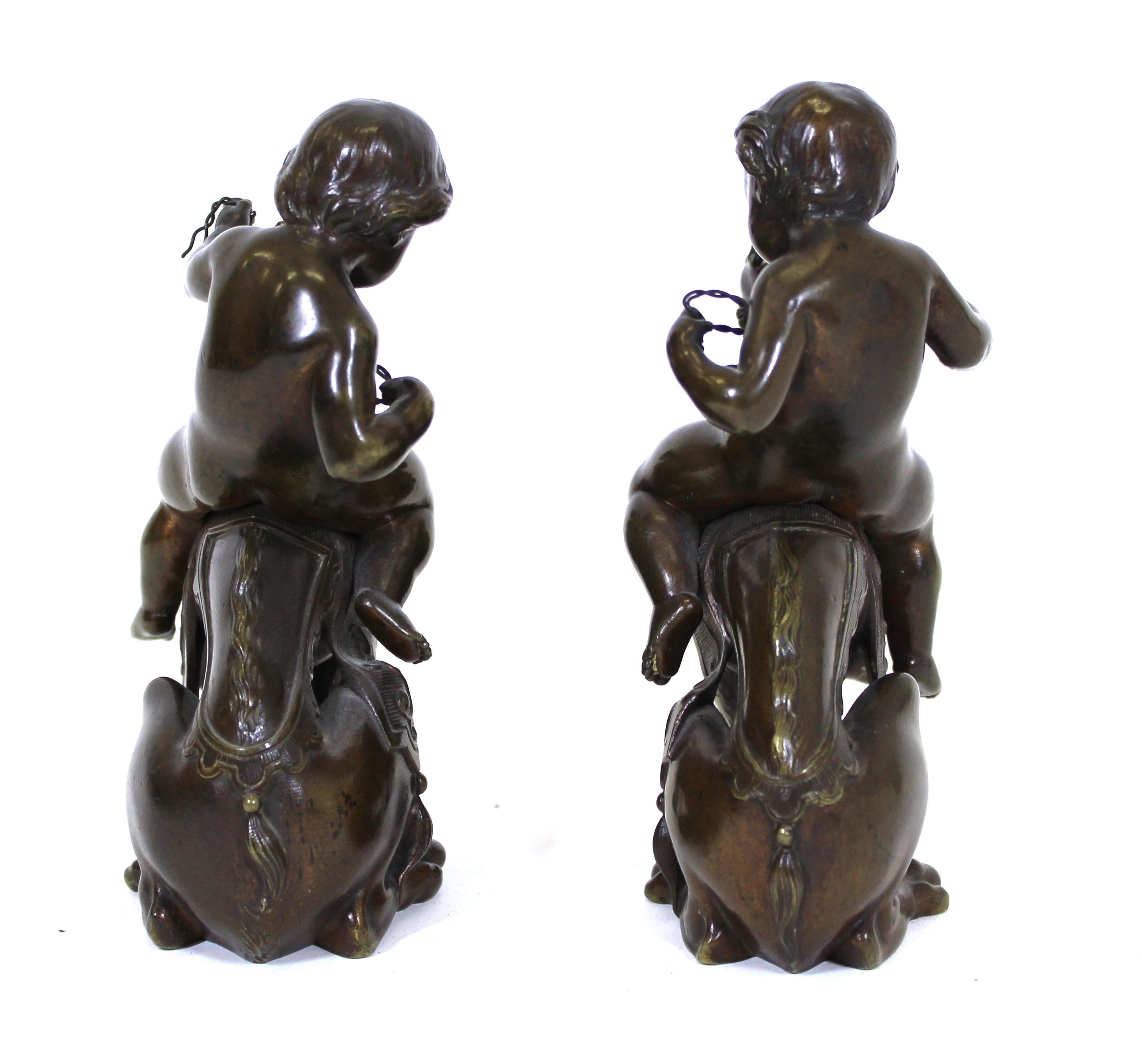 Victor Paillard French Bronze Putti Riding Chimera 1