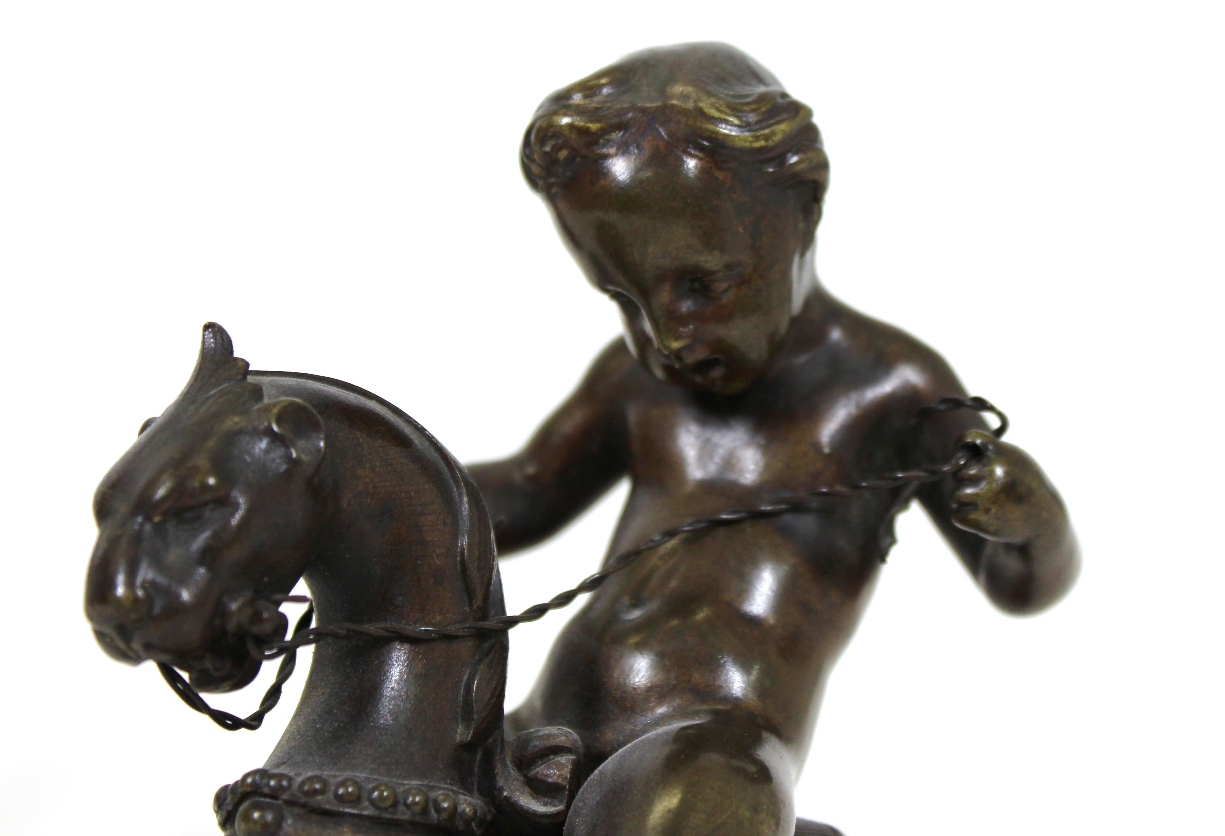 Victor Paillard French Bronze Putti Riding Chimera 2