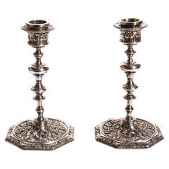 Victor Paillard Pair of Candlesticks Silvered Bronze