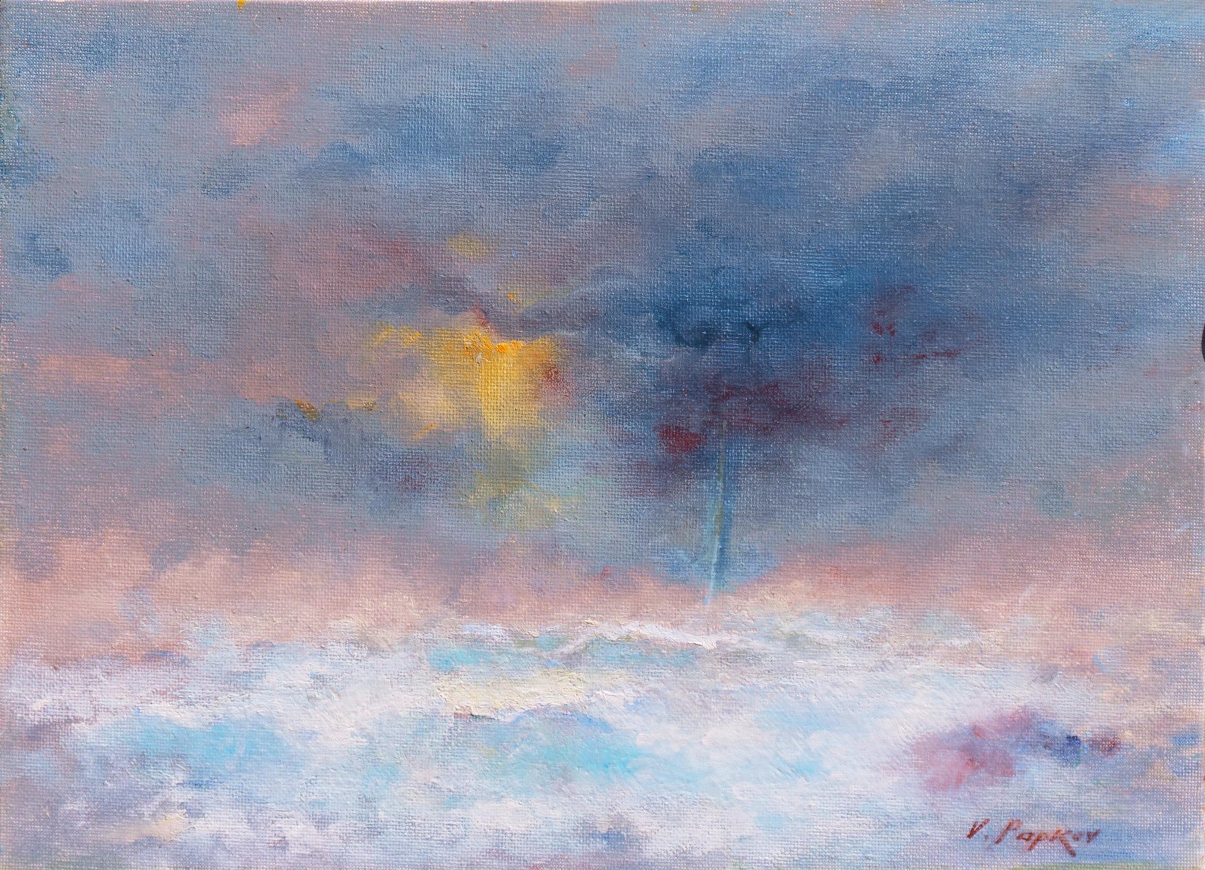 Landscape Painting Victor Papkov - San Francisco Sunset", paysage marin impressionniste, Russe-américain, région de la baie de San Francisco