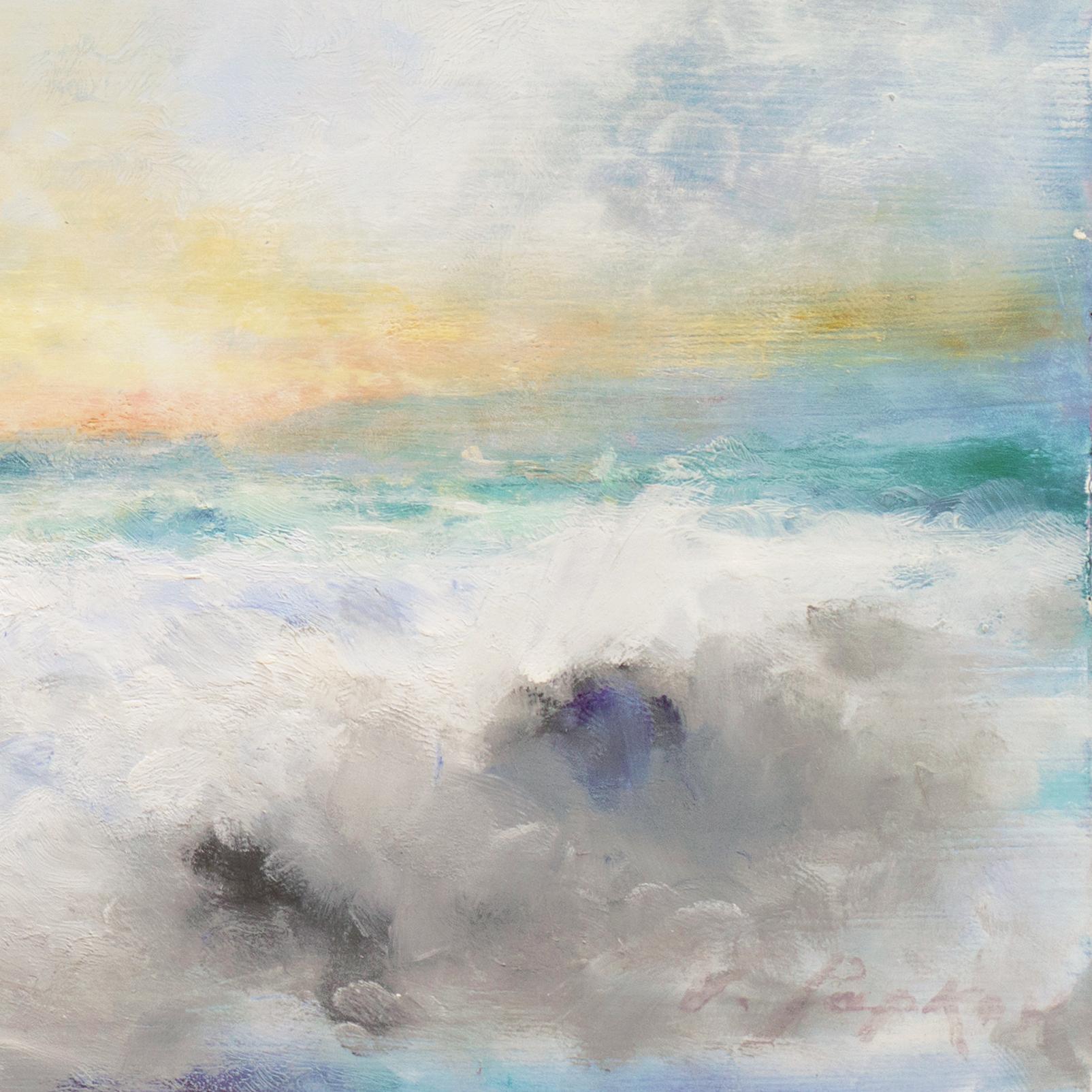 „Sonnenuntergang, San Francisco Bay“, impressionistische Meereslandschaft, russisch-amerikanische – Painting von Victor Papkov