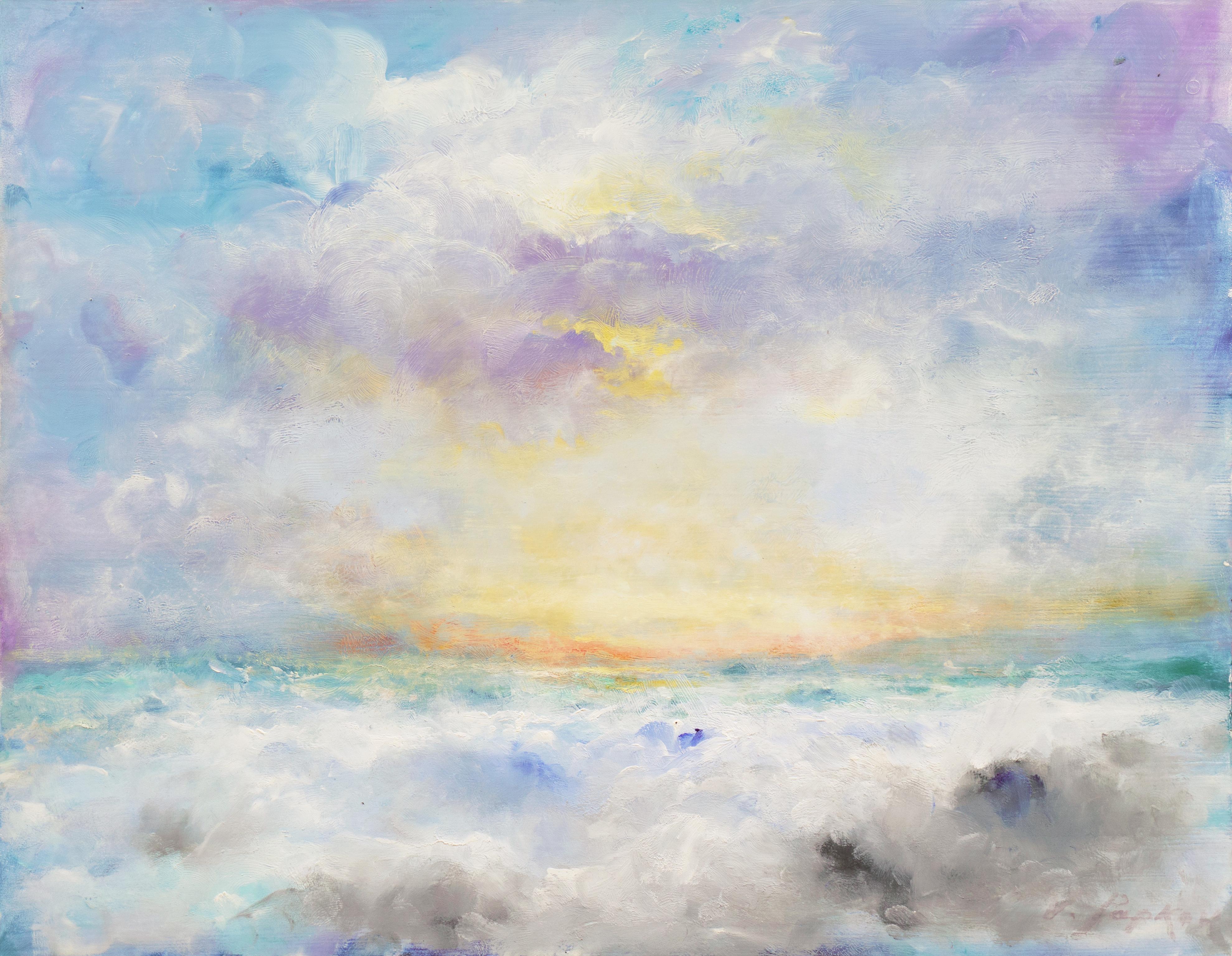Victor Papkov Landscape Painting – „Sonnenuntergang, San Francisco Bay“, impressionistische Meereslandschaft, russisch-amerikanische