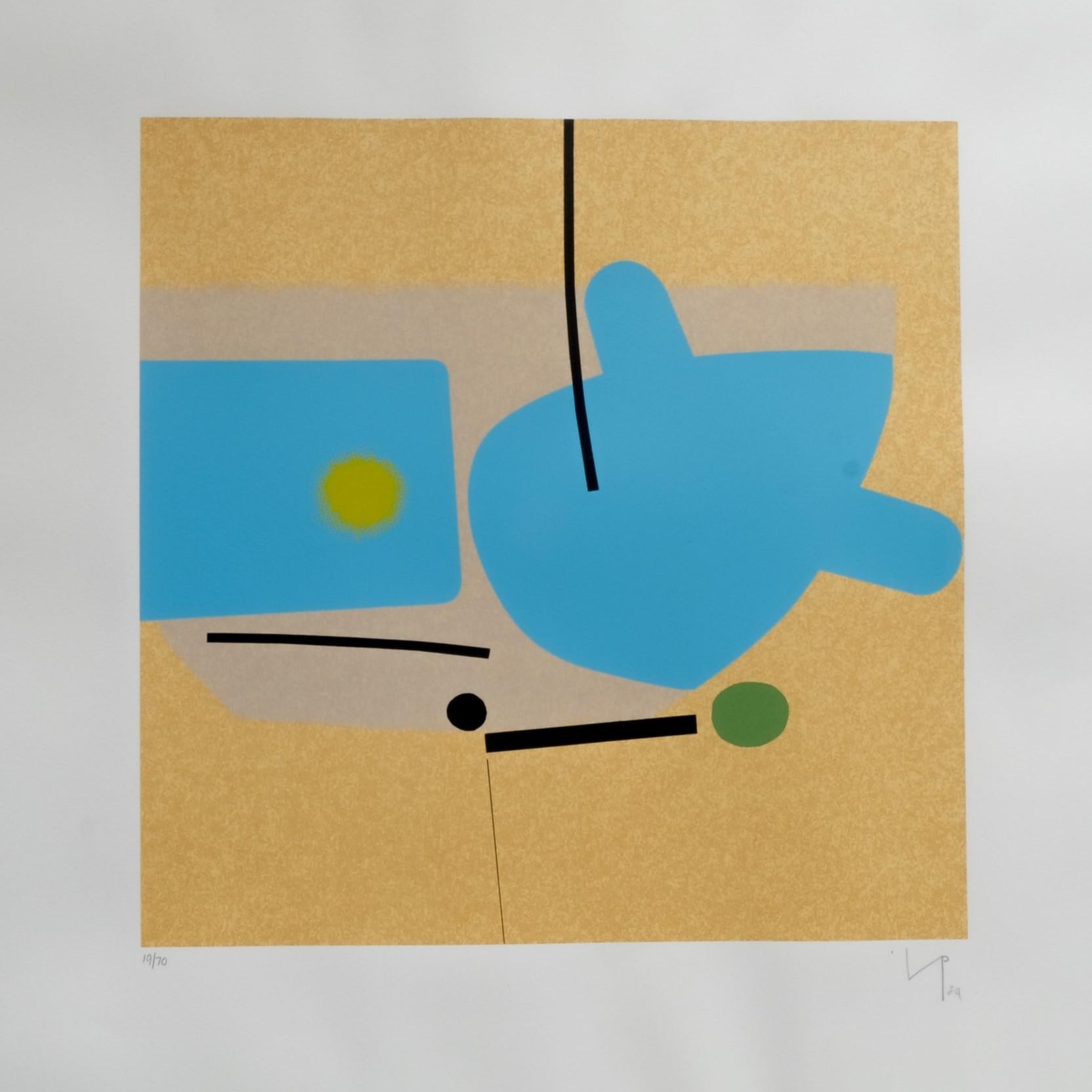 British Victor Pasmore - Two Images (Blue) For Sale