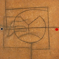 Linear Development in Two Movements, Oil & Pencil on Incised Board Painting 1972