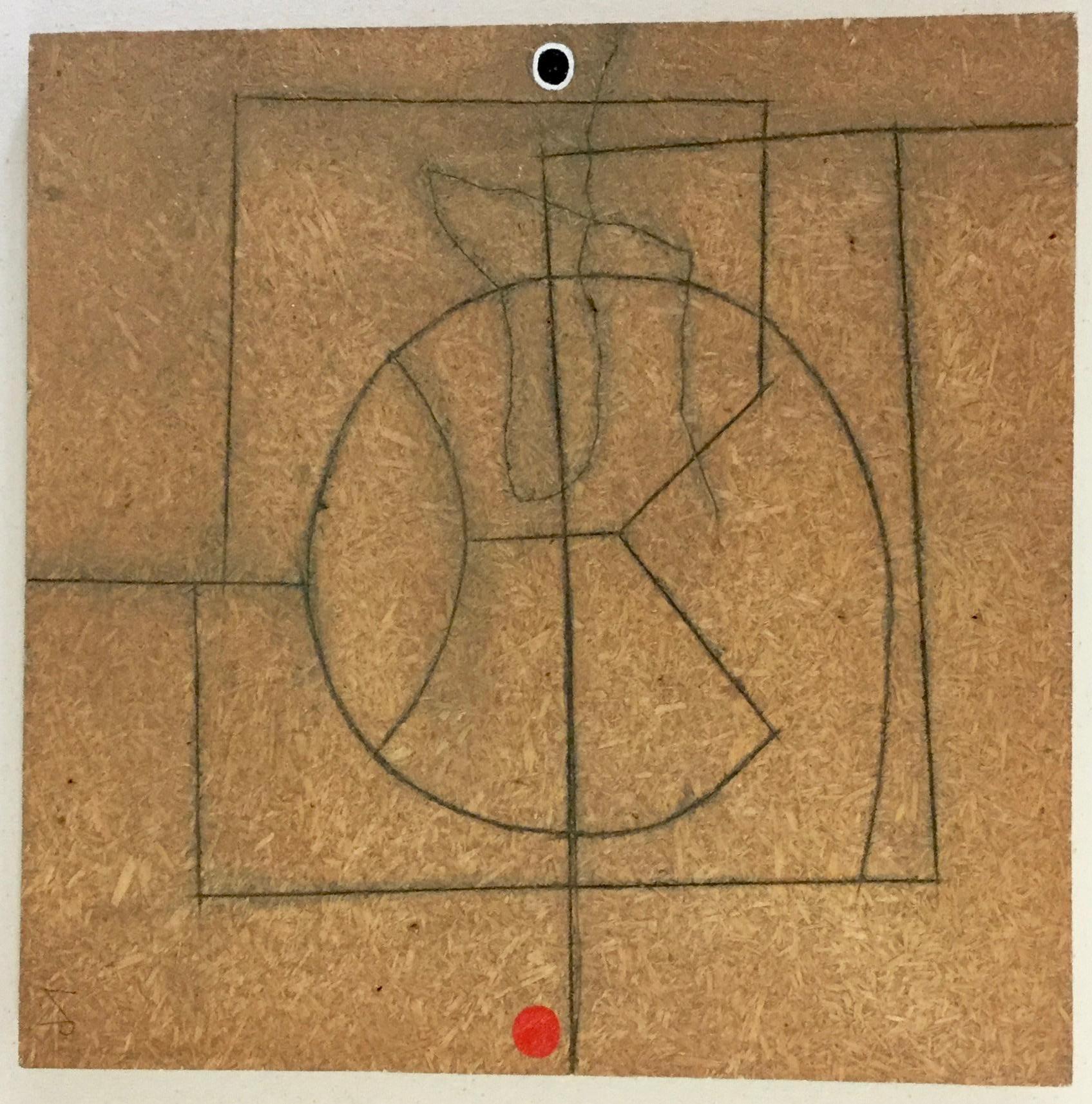 Linear Development in Two Movements - incised board, steel frame, pencil - Painting by Victor Pasmore
