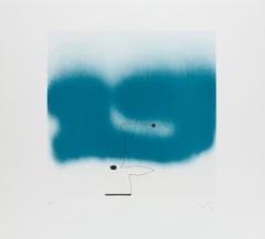 Beyond the Eye II - White and Blue Abstract Modernist Print by Victor Pasmore
