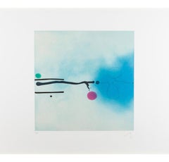 Blue Image, 1980s Abstract Screenprint by Victor Pasmore, Framed and Glazed