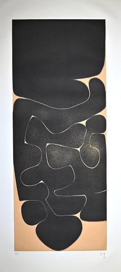 Untitled - Black Shape - Original Lithograph by Victor Pasmore - 1975