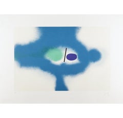 Untitled I (Abstrakt in Blau, Grün und Lila) von Victor Pasmore, 1988