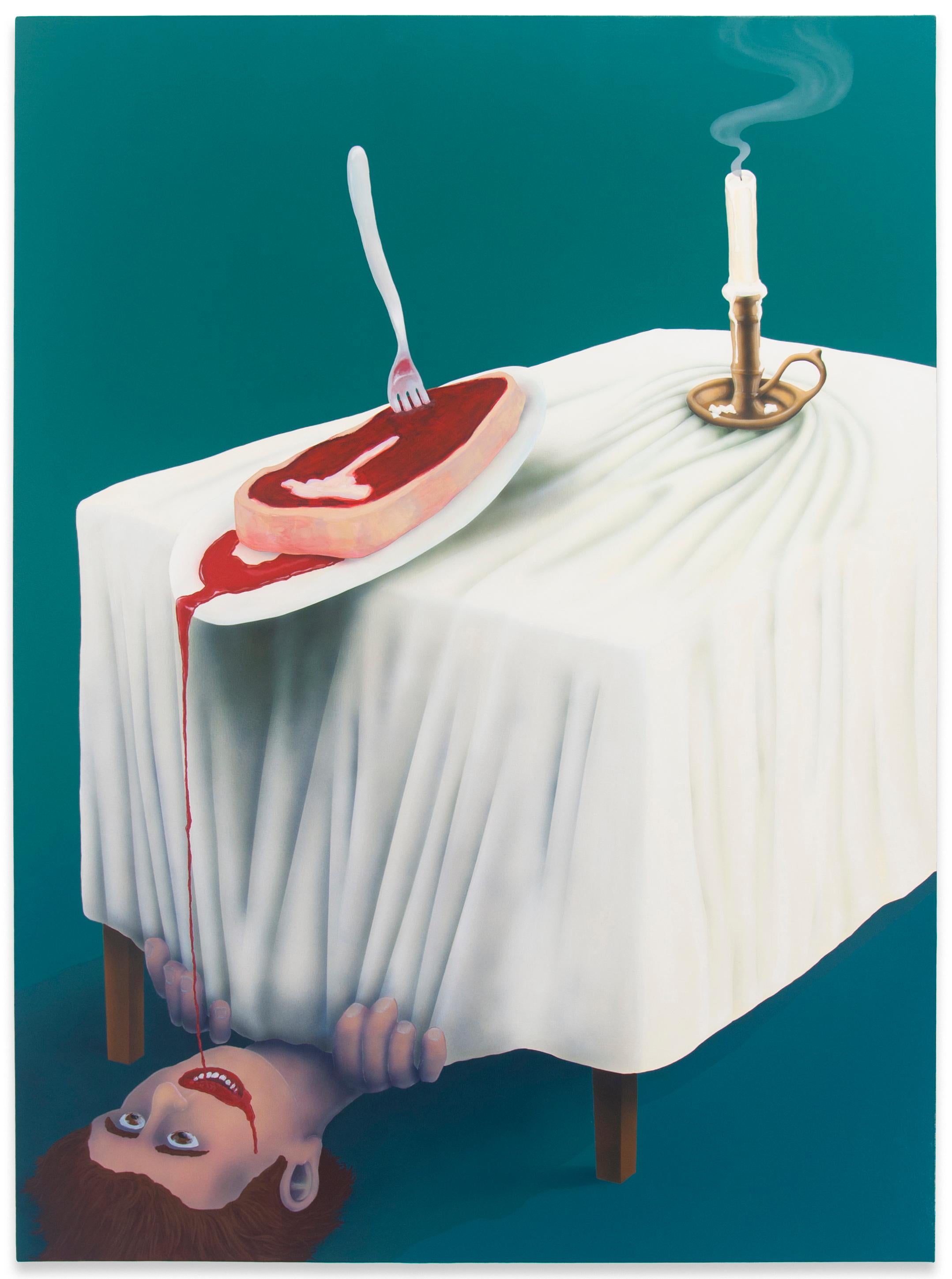 „Under the Table“ 2022, Tisch – Painting von Victor Perez