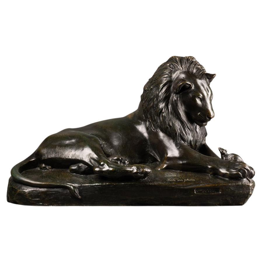 Victor PETER ''1840-1918'' : ""Le Lion et le Rat"", Bronze Fonte Susse Frère 1910-20