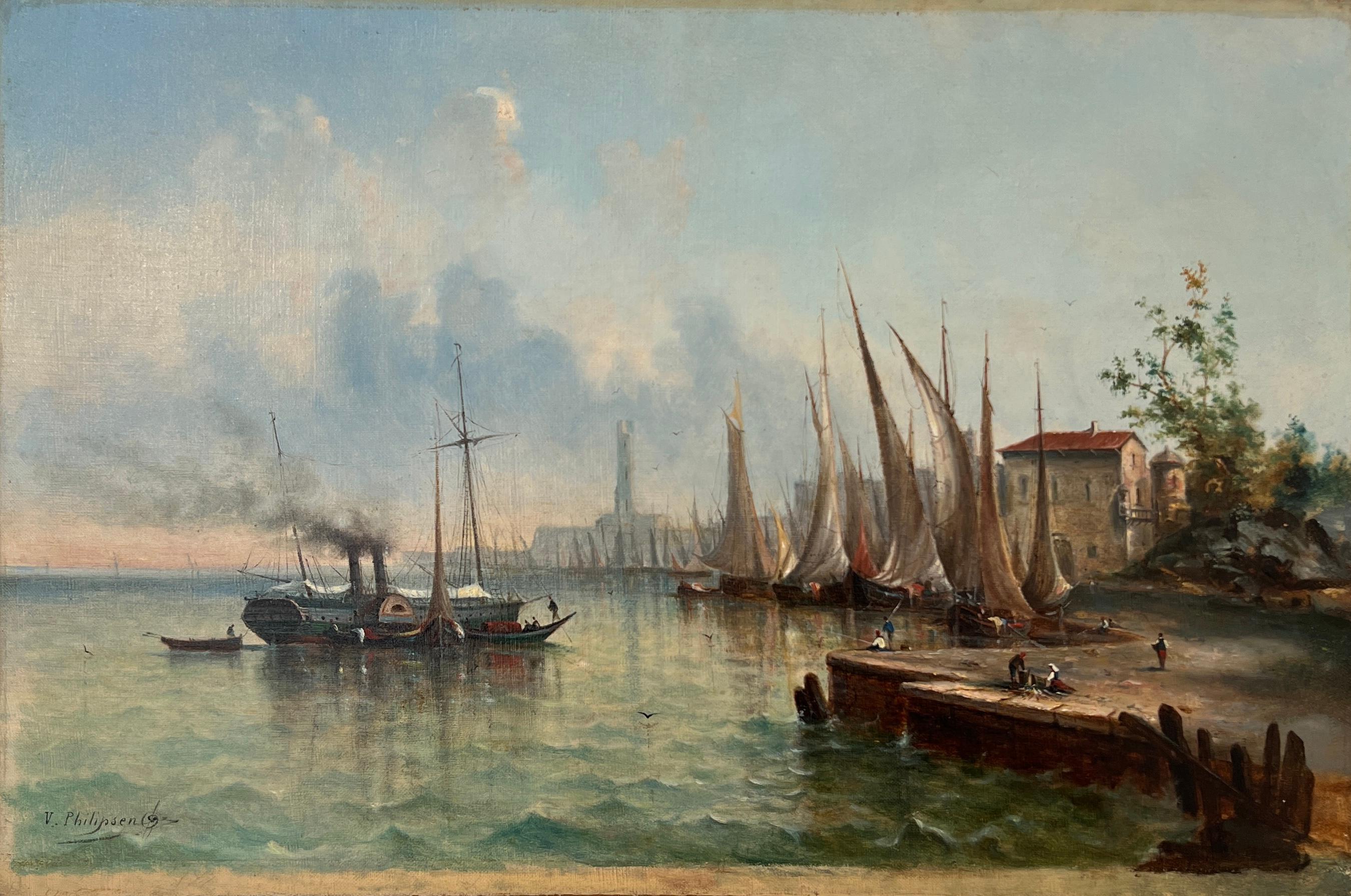 Landscape Painting de Victor Philipsen - Vista del puerto