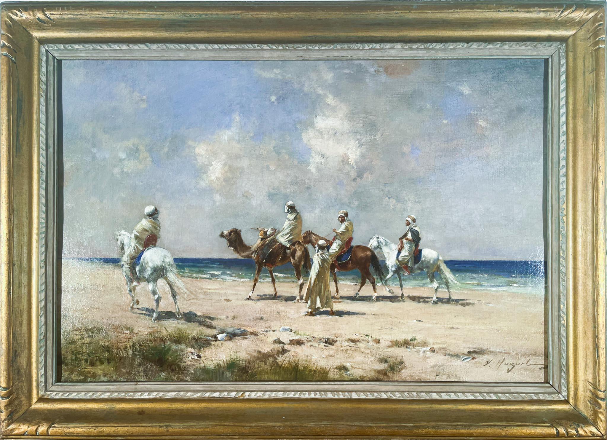 Passage entlang des Ufers – Painting von Victor Pierre Huguet