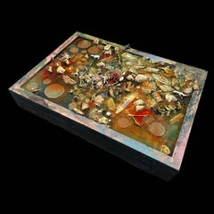 War on Mars, Abstract Painting, Acrylic on Wood, 2022