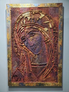 La Vierge Marie, sculpture abstraite, bois, 2024