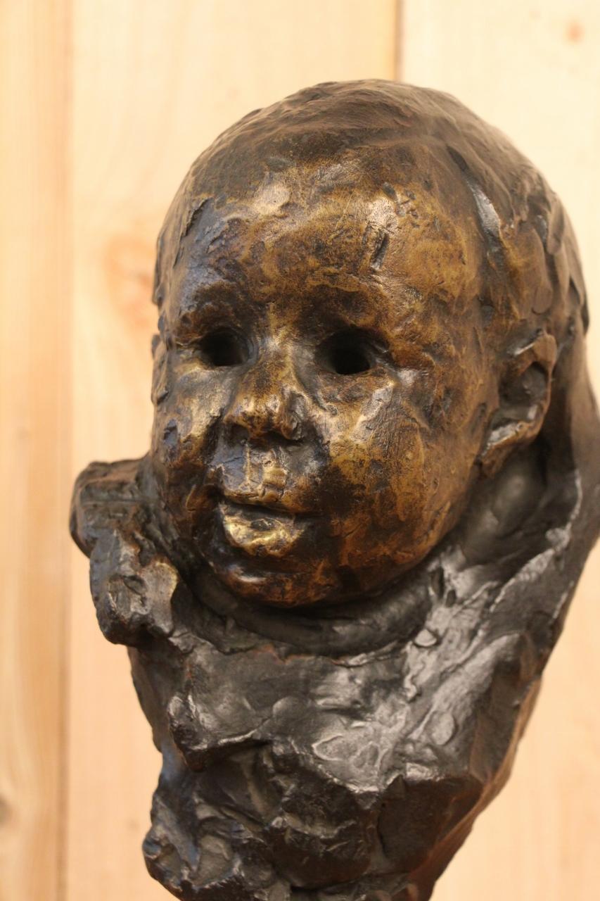 Victor Prouvé Tête d'enfant en bronze Ancienne collection Jean Prouvé, 8 exemplaires en vente 1