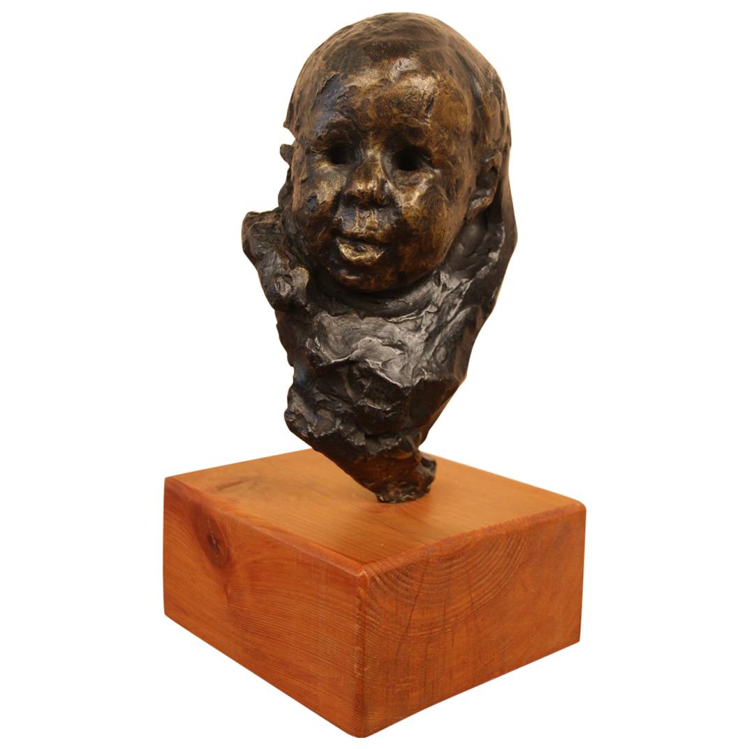 Victor Prouvé Tête d'enfant en bronze Ancienne collection Jean Prouvé, 8 exemplaires en vente