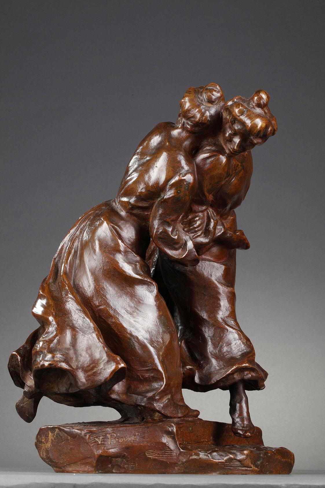 Los burladores
de Victor PROUVE (1858-1943)

Raro grupo de bronce con pátina marrón rojiza matizada
Inscrito en el lateral de la base 