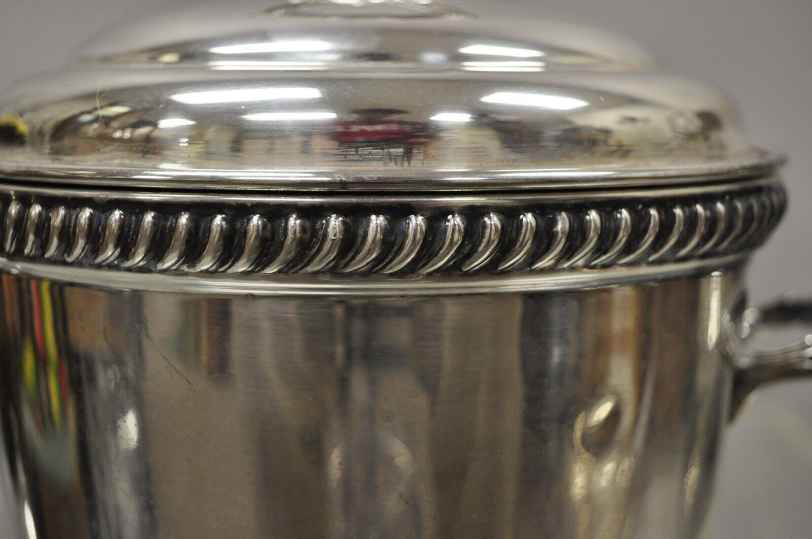 Regency Victor Randolph Silver Plate Lidded Ice Bucket Mercury Glass Liner Ball Feet