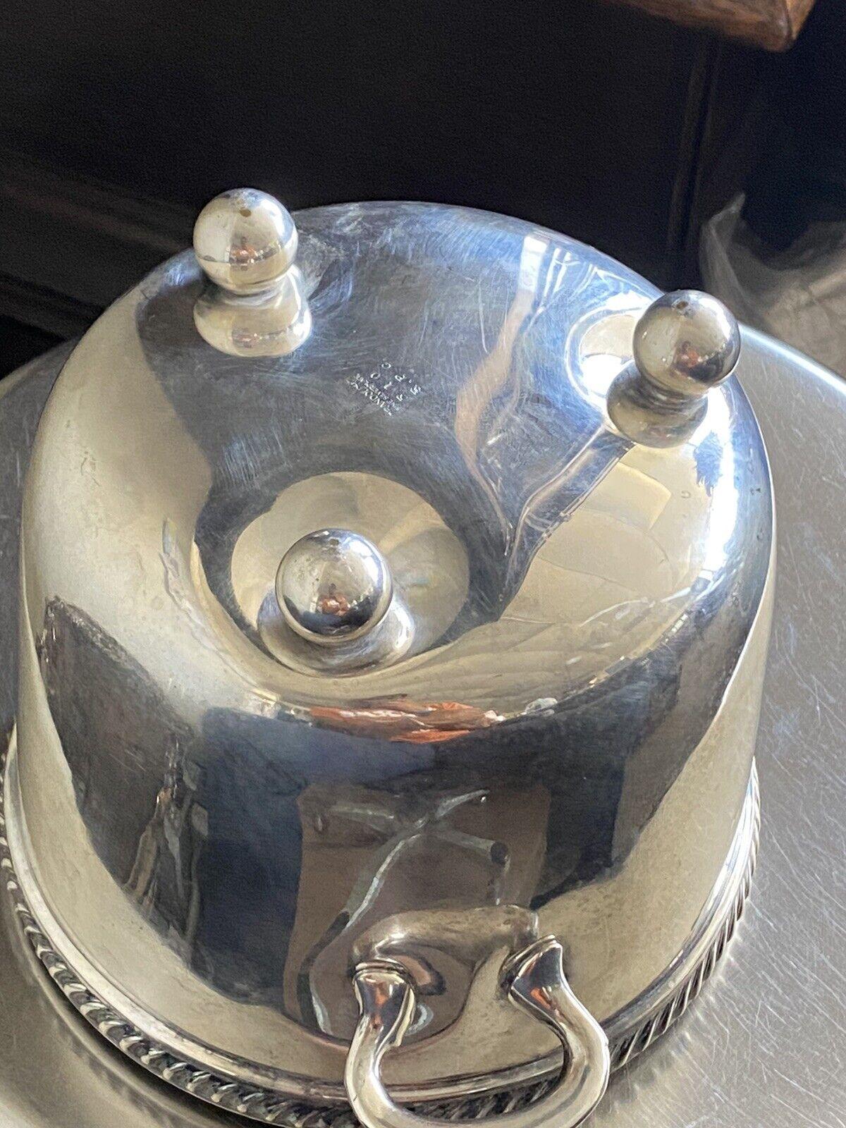 20th Century Victor Randolph Silver Plate Lidded Ice Bucket Mercury Glass Liner Ball Feet