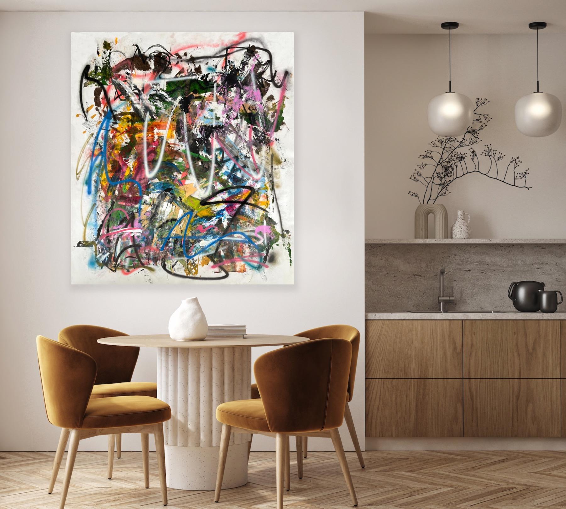Mother Nature in fuga - Painting di Victor-Raul Garcia