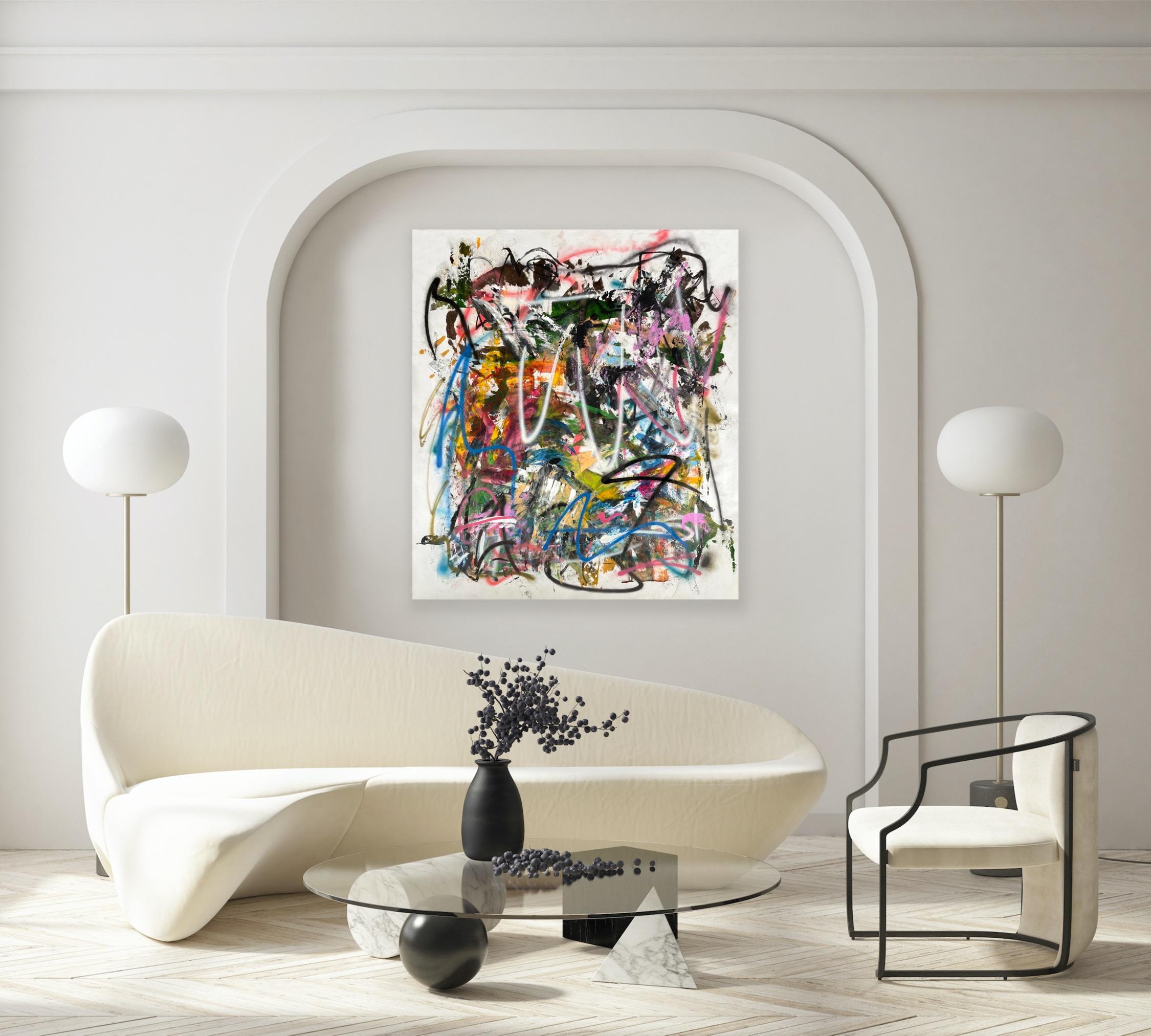 Mother Nature in fuga - Abstract Painting Beige di Victor-Raul Garcia