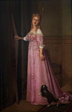A Young Woman With Her Dog by Victor Ravet