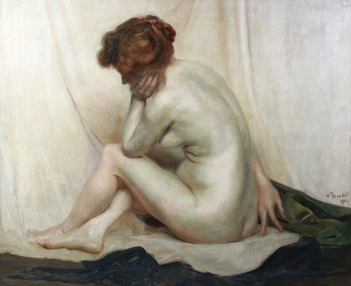 Bellissimo olio di grandi dimensioni su tela Nudo impressionista firmato V.I.I. - Painting Impressionismo di Victor Regnart
