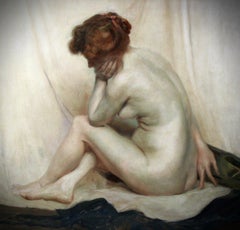 Victor Regnart Large Signed Belgian Impressionist Nude Oil Painting, 1909