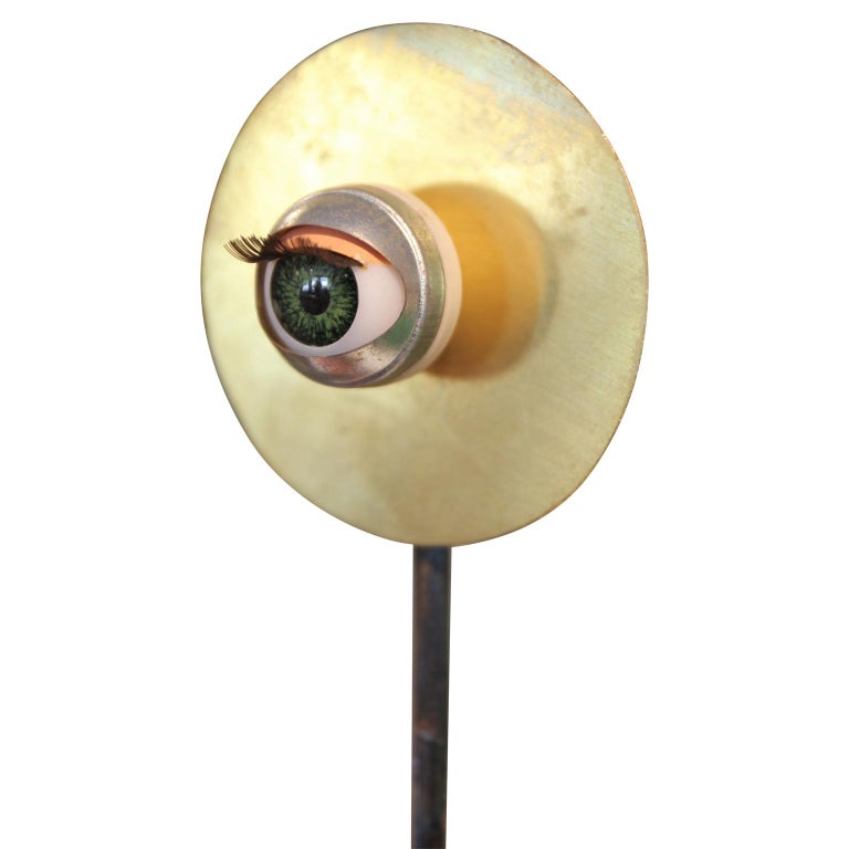 Abstract Surrealist Eyeball planted in Terracotta Pot Mixed Media Sculpture For Sale 3