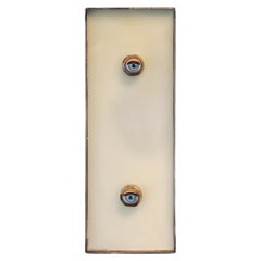Abstract Surrealist Eyeballs and Wax Mixed Media Contemporary Wall Sculpture