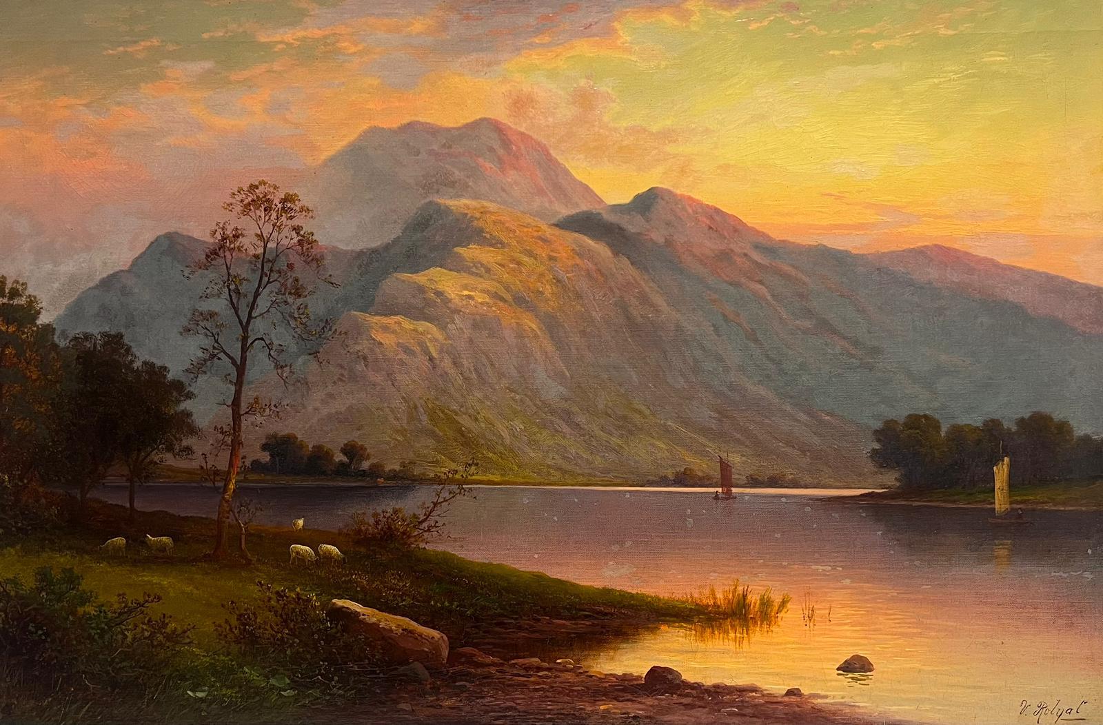 Sunset over Ullswater (English Lake District)
by Victor Rolyat (British late 19th century)
signed oil on canvas, framed
framed: 25 x 36 inches
canvas: 20 x 30 inches
provenance: private collection
condition: very good and sound condition