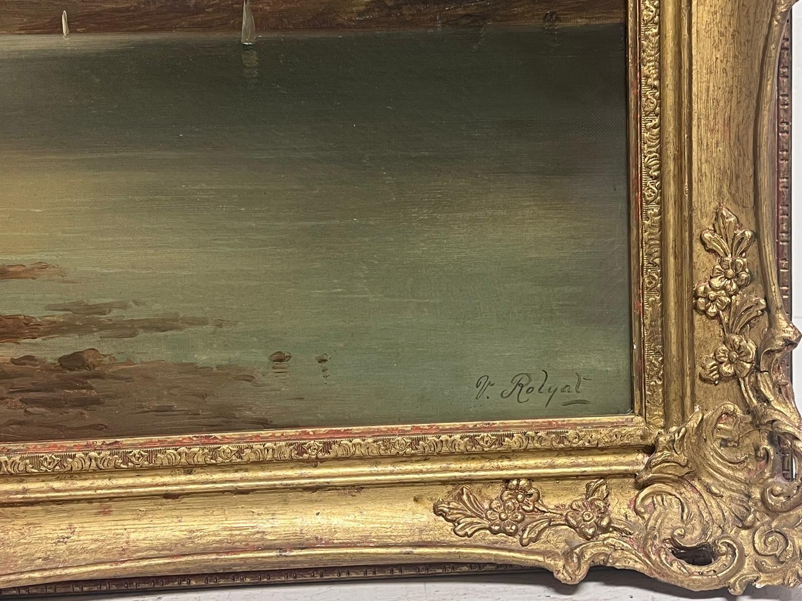 Pittura a olio scozzese vittoriana del XIX secolo molto grande Scena atmosferica del lago di Loch - Painting Vittoriano di Victor Rolyat