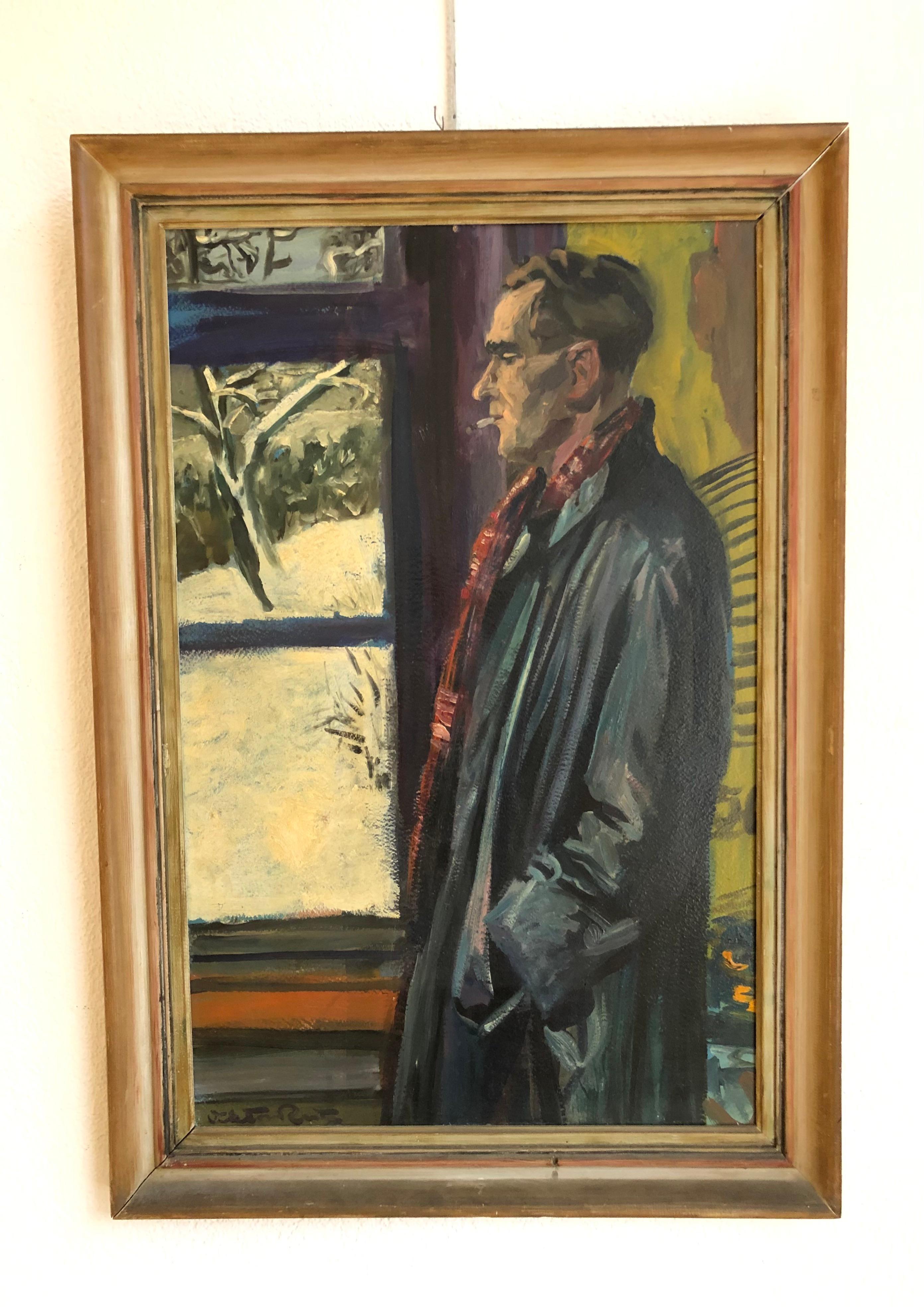 Mann vor dem Fenster – Painting von Victor Ruzo