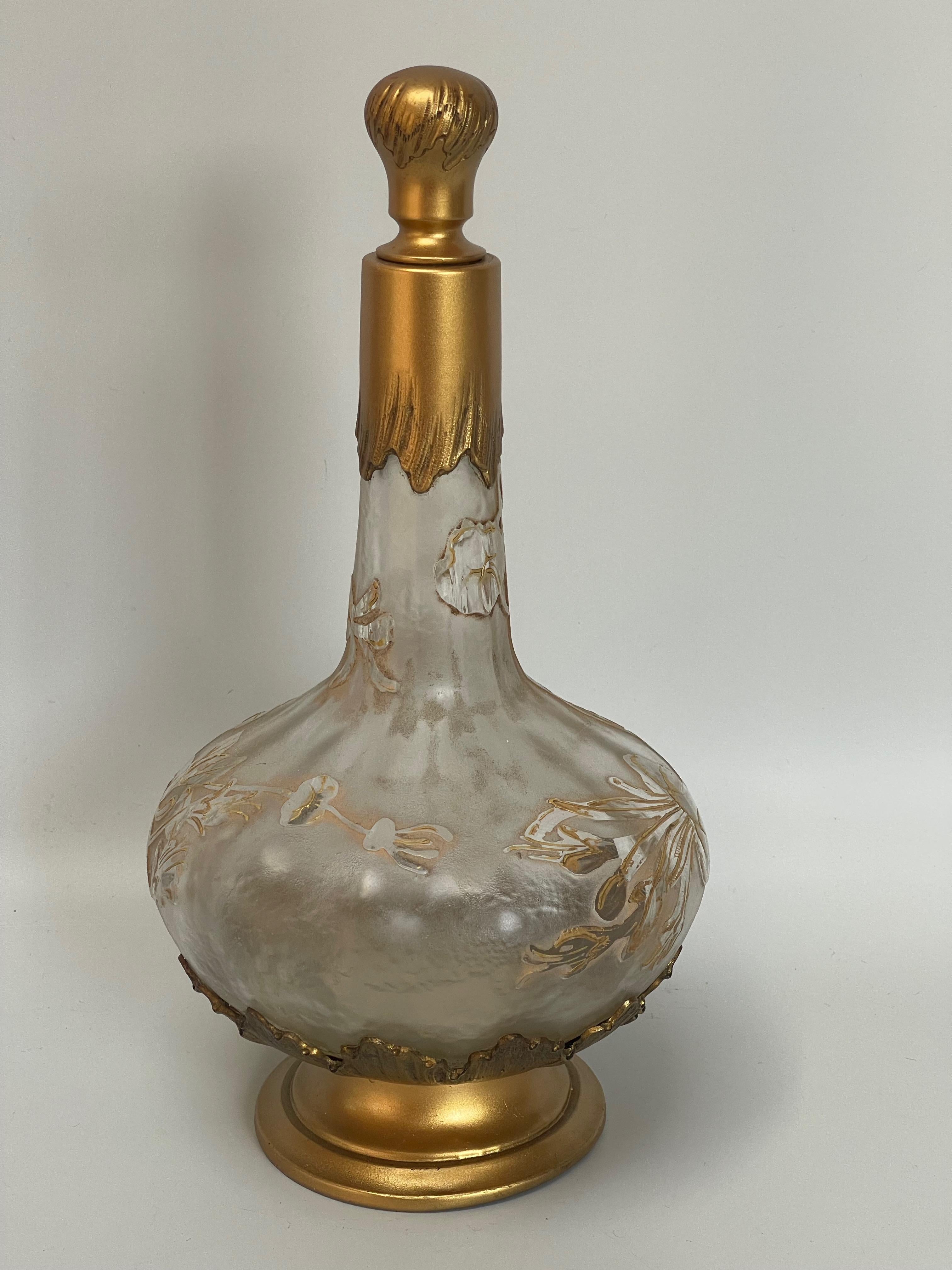 French Victor Saglier and Daum Nancy Art Nouveau Carafe For Sale