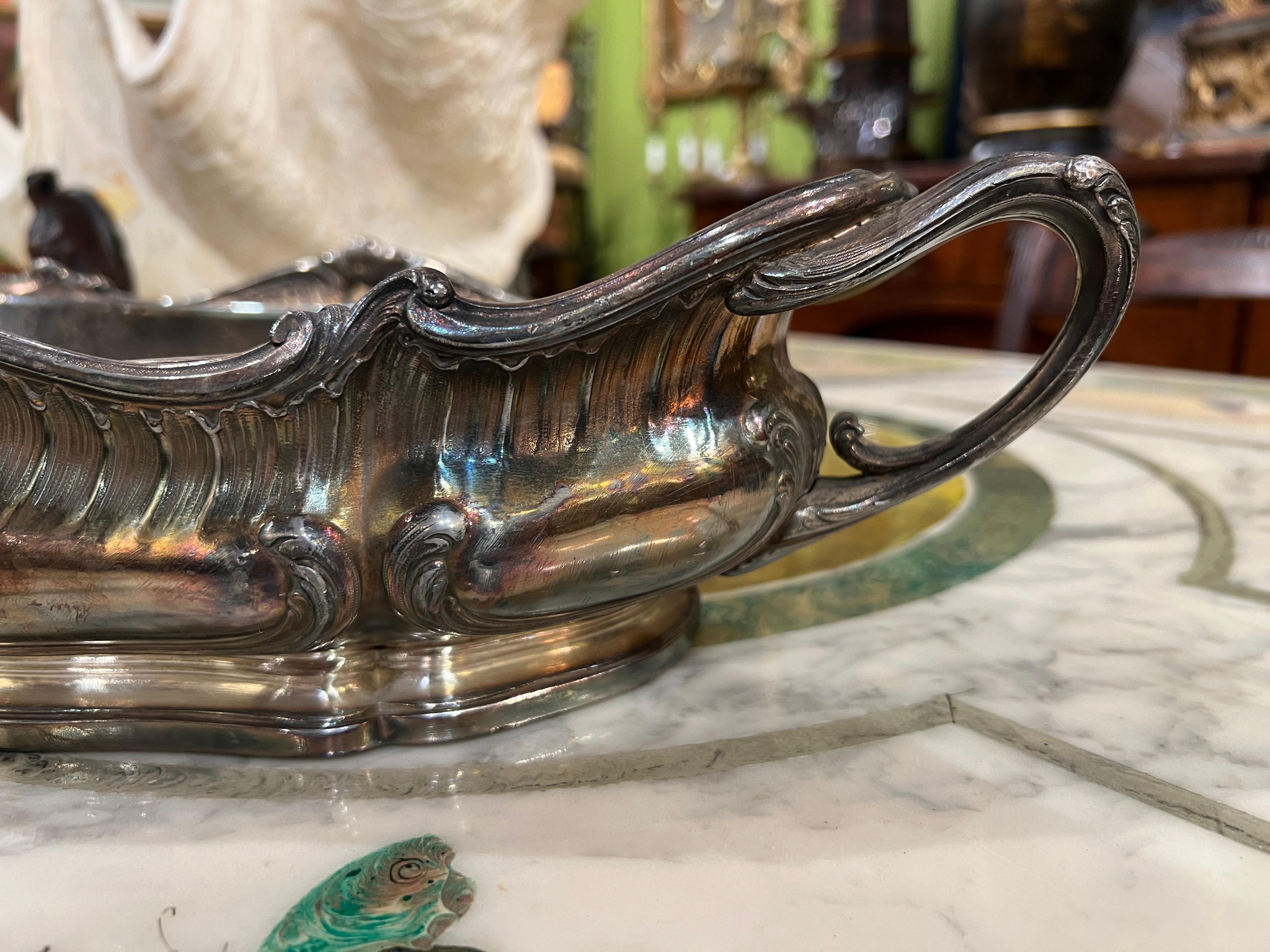 Baroque Victor Saglier (French, 1809-1894) Silvered Bronze Centerpiece or Planter For Sale