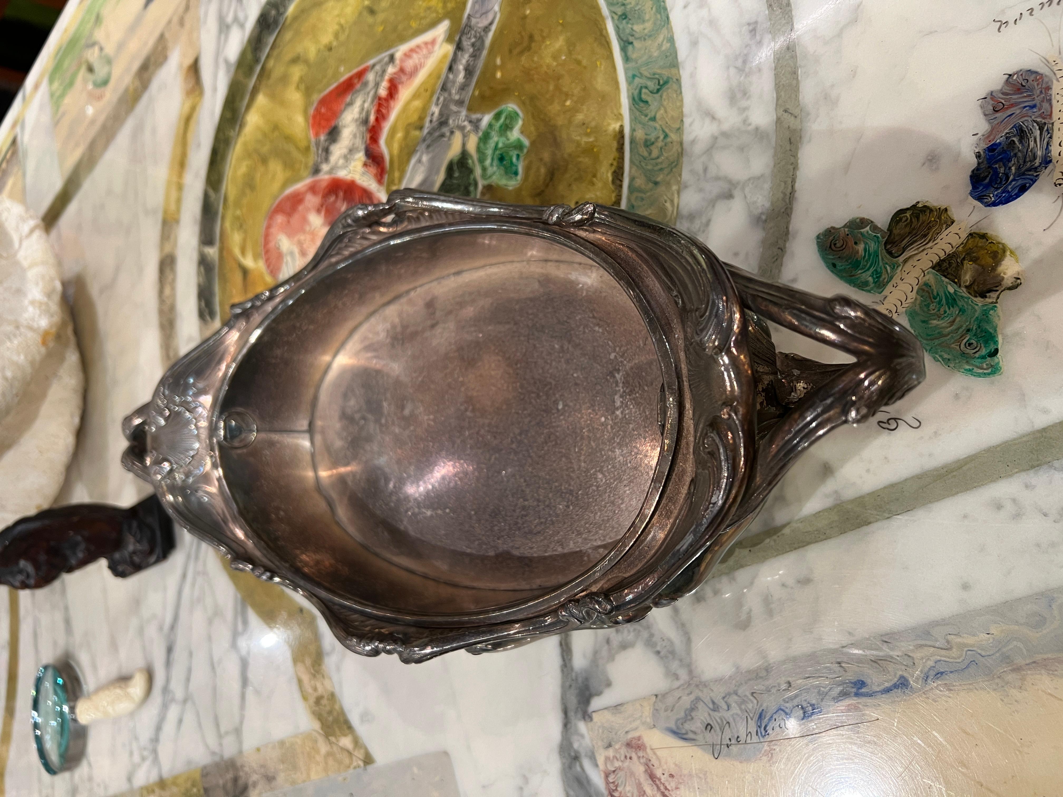 19th Century Victor Saglier (French, 1809-1894) Silvered Bronze Centerpiece or Planter For Sale