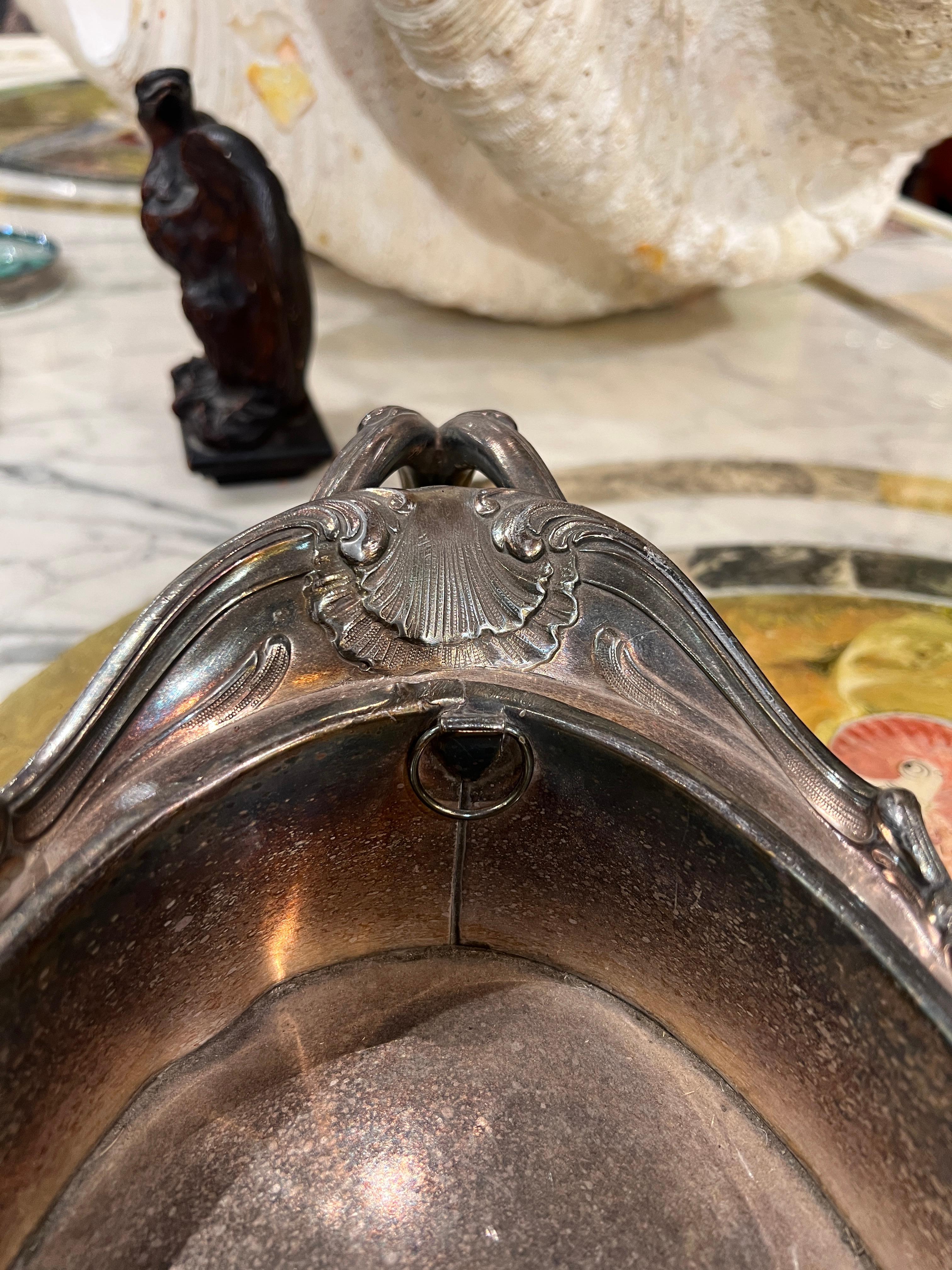 Victor Saglier (French, 1809-1894) Silvered Bronze Centerpiece or Planter For Sale 1