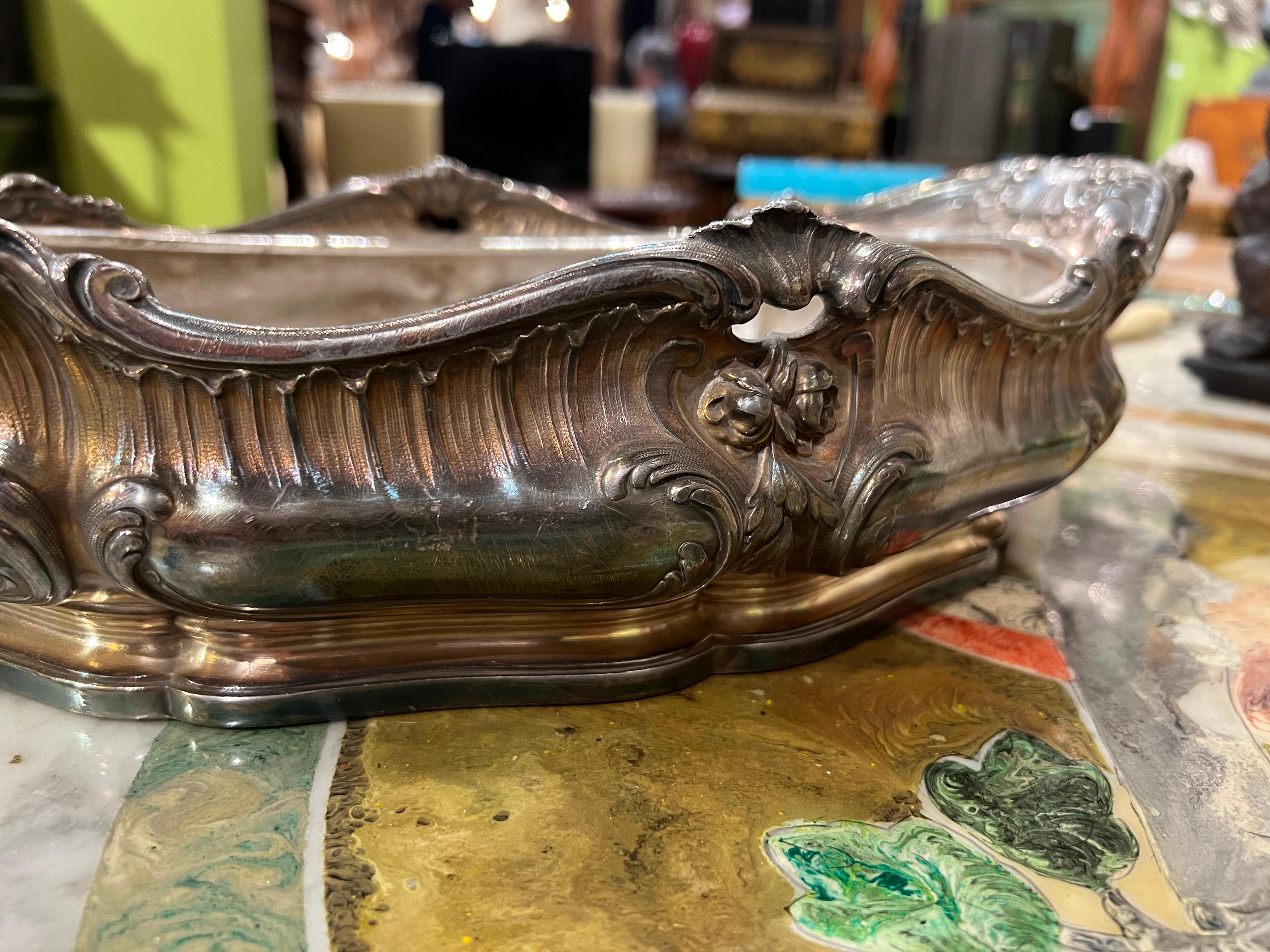 Victor Saglier (French, 1809-1894) Silvered Bronze Centerpiece or Planter For Sale 2