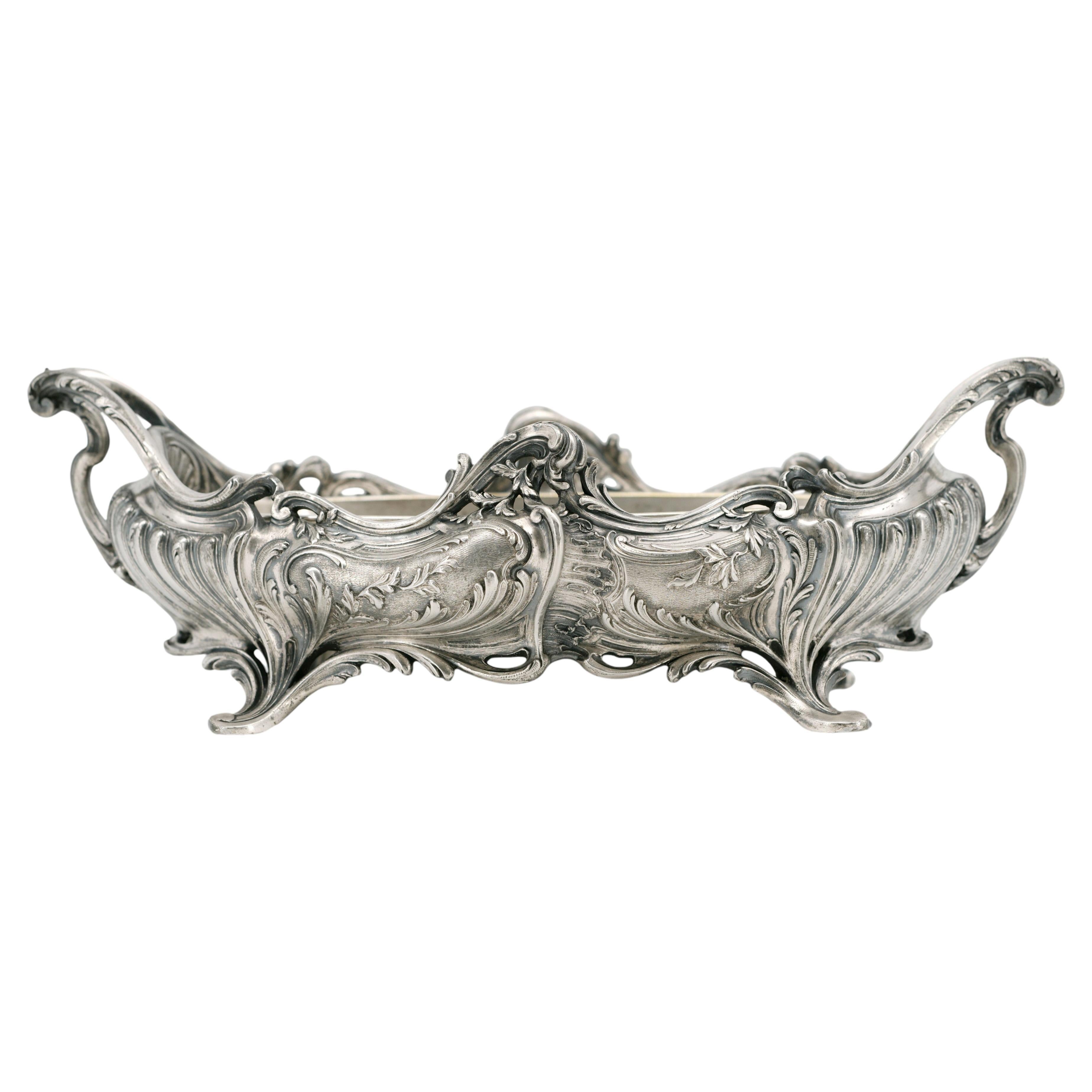 Victor SAGLIER French Art Nouveau Silverplate Planter Centerpiece, 1890