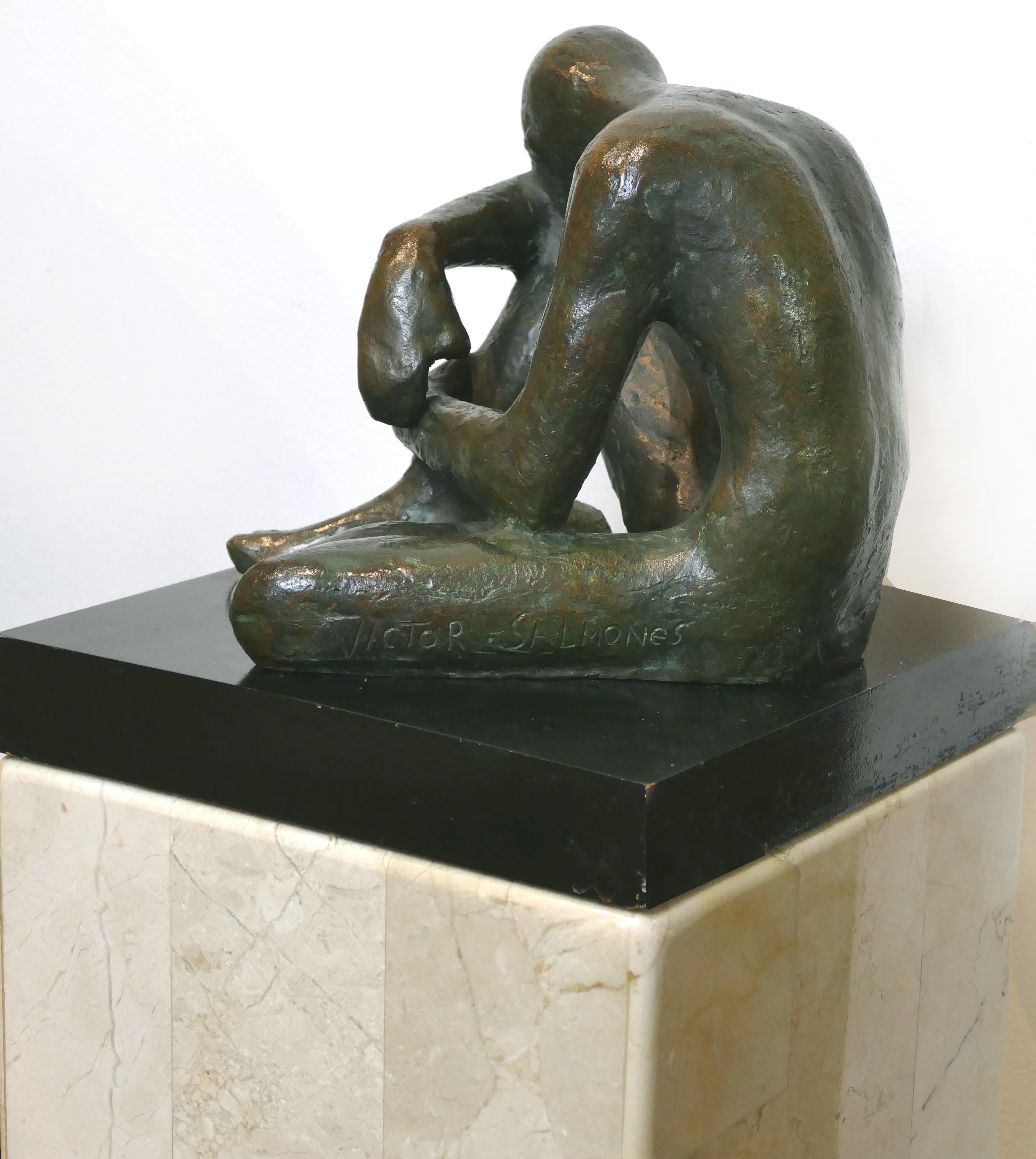 Mid-Century Modern Victor Salimones Figurative Nude Sculpture 
