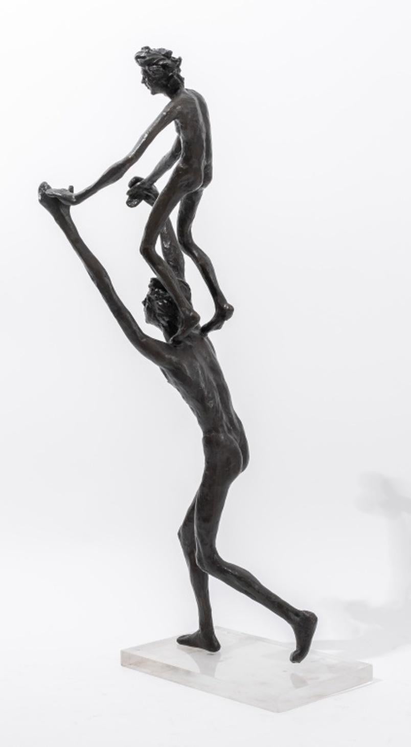 Victor Salmones Father & Child Bronze Sculpture In Good Condition In Astoria, NY