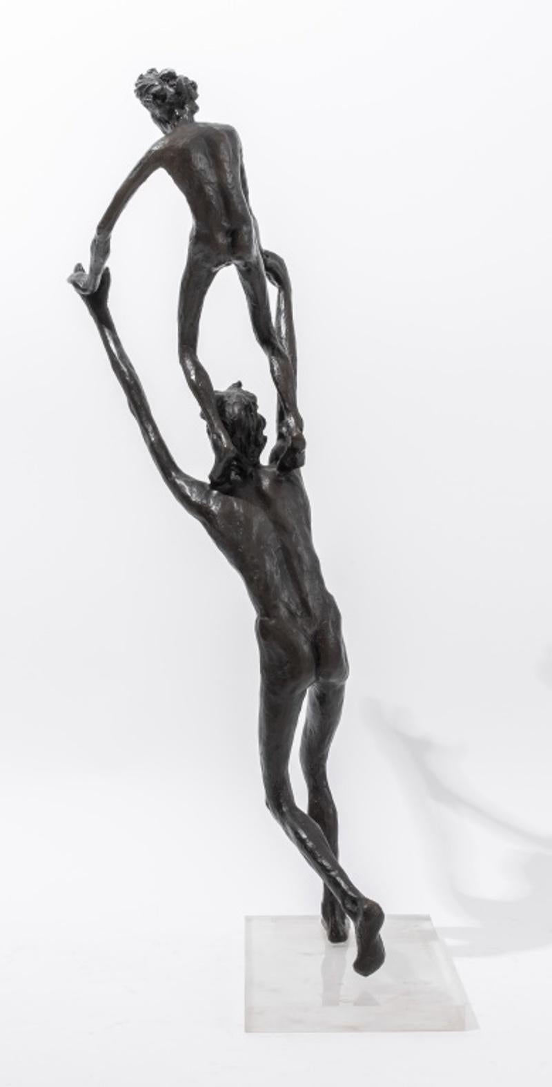 20th Century Victor Salmones Father & Child Bronze Sculpture