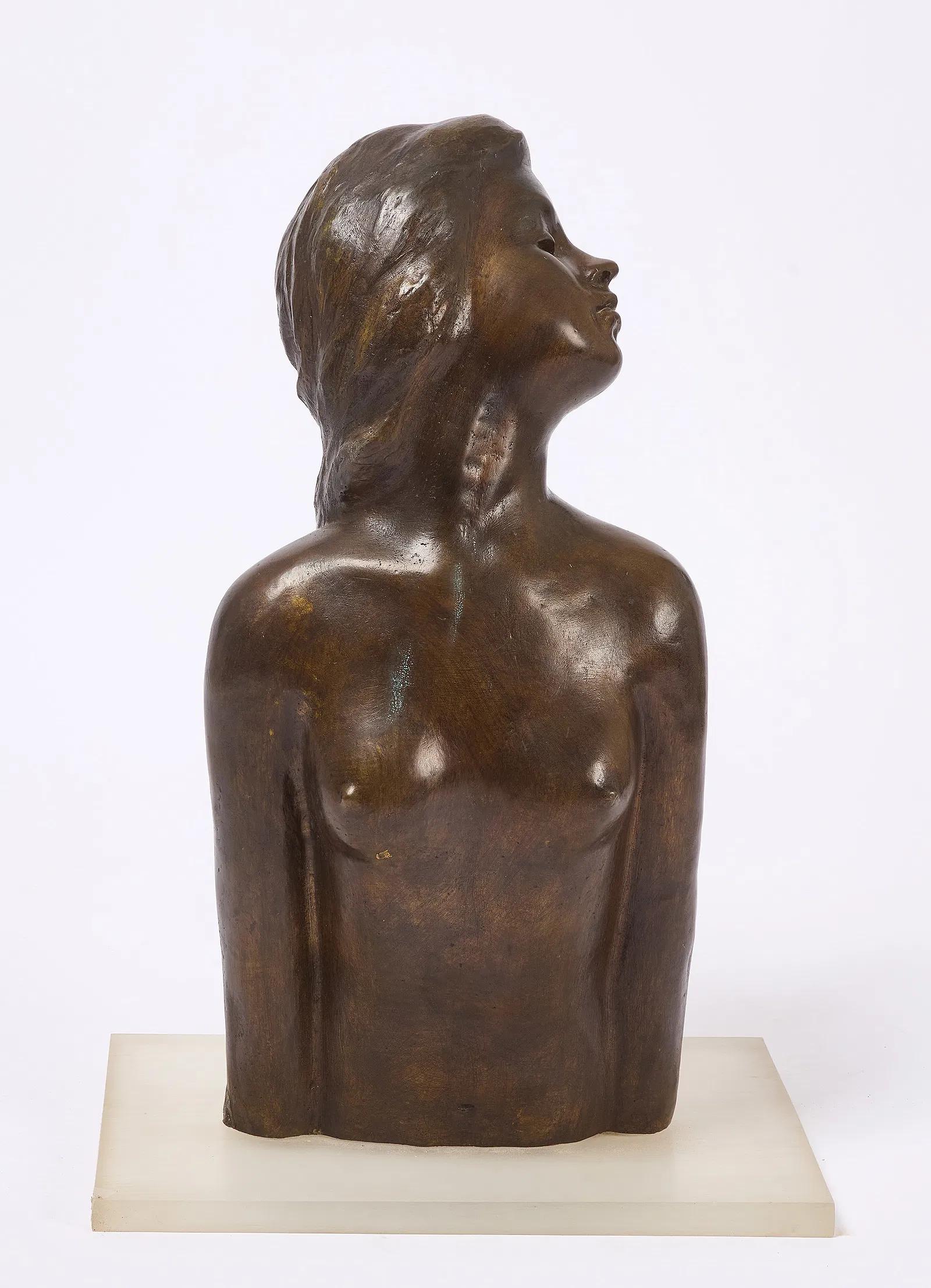 Bust of a Woman - Sculpture by Victor Salmones