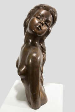 ""Büste einer Frau", Patina Bronze, nackter weiblicher Akt, Signatur gegossen